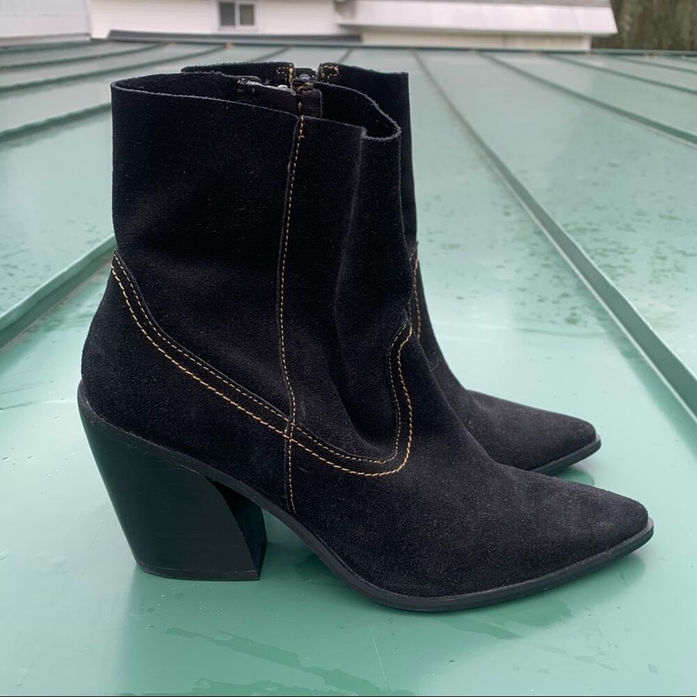 NWOT Steven By Steve Madden black leather western style pointed toe heeled boots